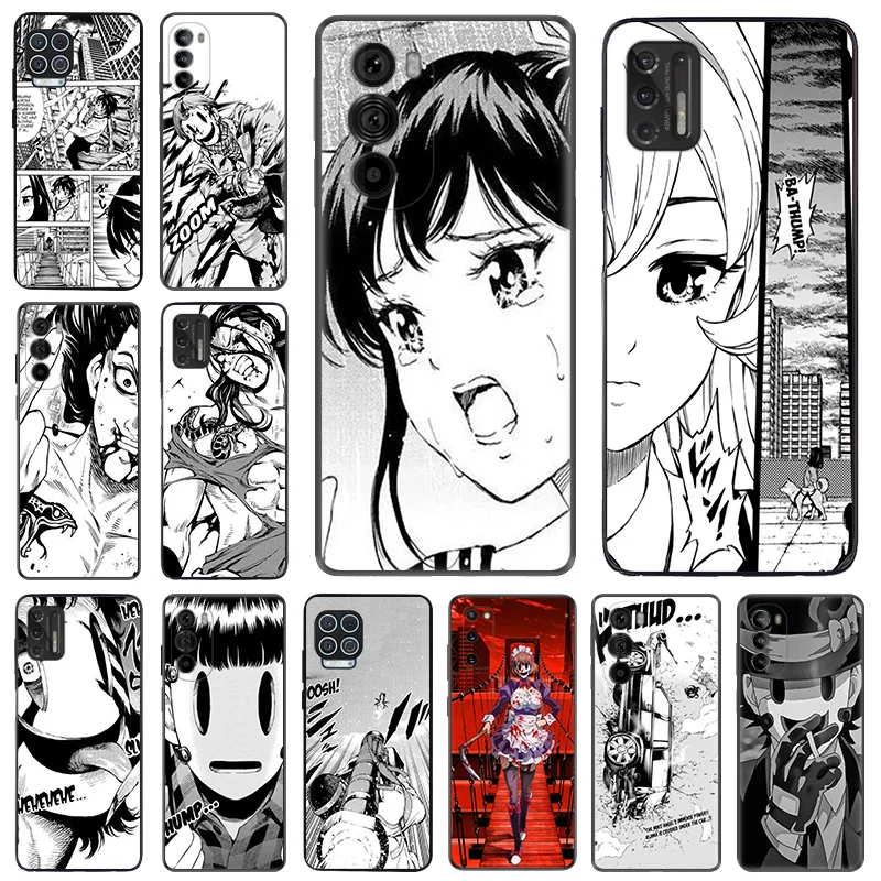 Phone Case For Motorola G50 G51 G30 G31 G60 G71 G22 G32 G52 G72 G73 G53 G9 Anime High Rise Invasion Black Soft Anti-Drop Cover