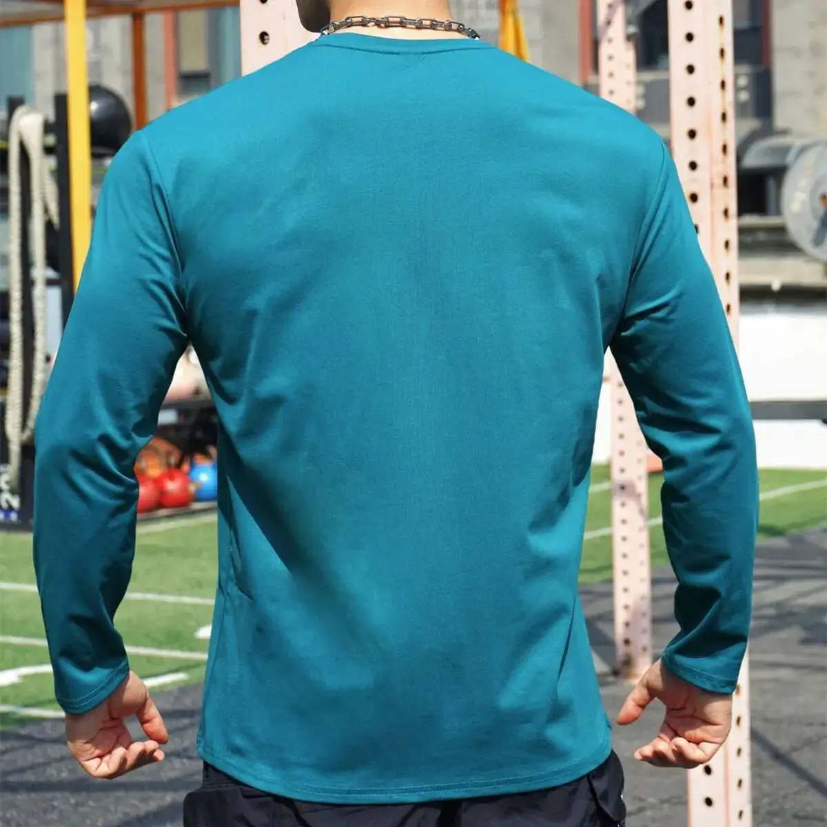 

Повседневная однотонная футболка с длинным рукавом для мужчин, свободная рубашка для тренировок в тренажерном зале, весенне-осенние мужские футболки, топы для бега, спортивная брендовая одежда