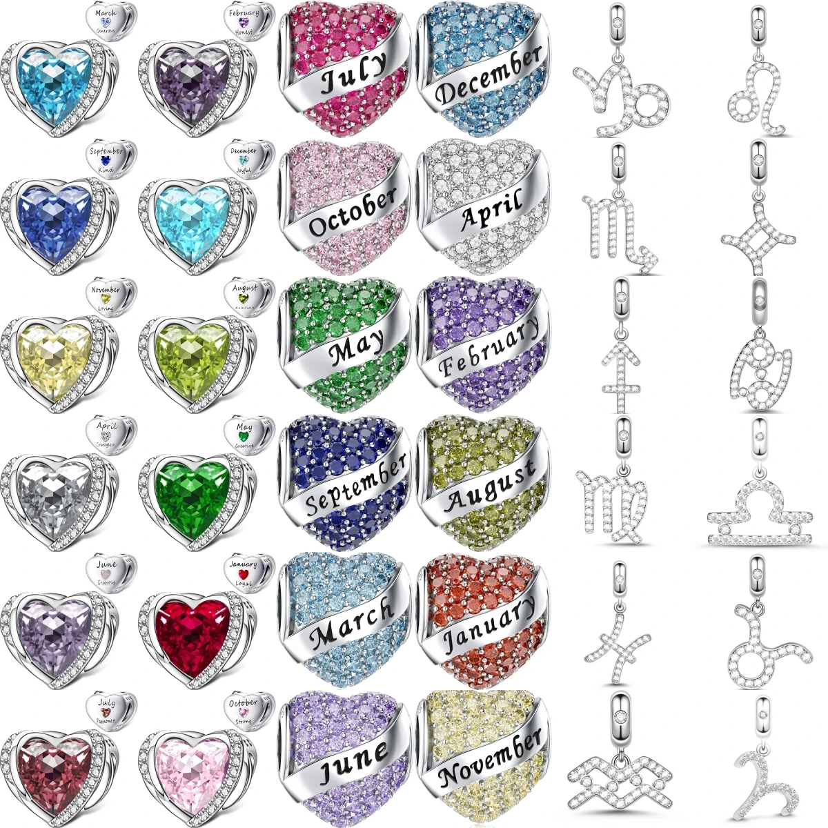 

New Fashion 925 Sterling Silver Twelve Months Charms June November May Beads Pendant Fit Original Bracelet Jewelry Gift