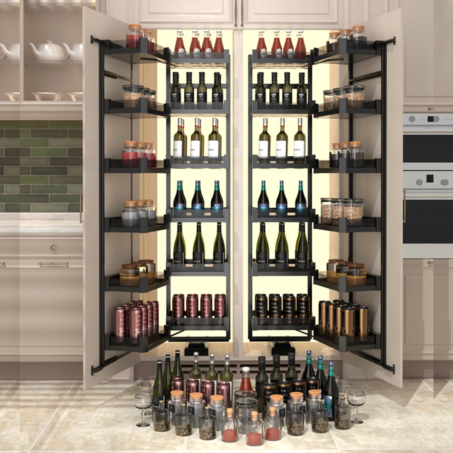 

*/*High Cabinet Pull Basket Kitchen Cabinet High Deep Edge Seasoning Basket Snack Cabinet Storage Shelf