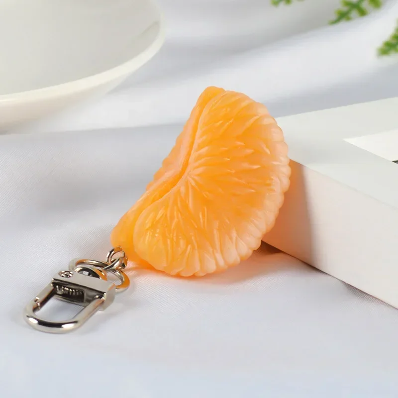 Creative Fruit Simulation Orange Flap Key Chain Pvc Alloy Key Chain Pendant Shooting Props Schoolbag Girl Funny Jewelry Pendant