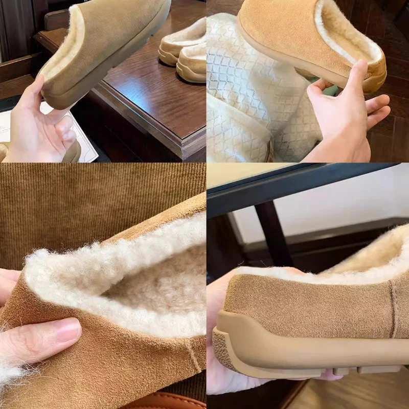 2025 inverno caldo pelliccia donna appartamenti ciabatte pantofole moda copertura esterna diapositive scarpe pigre comfort casual scarpe di cotone femminile