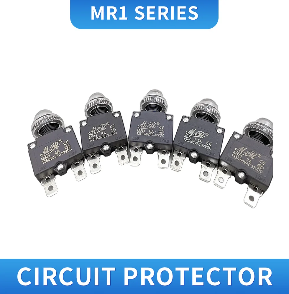 Interruptor térmico protector de sobrecarga pulsador 3A,4A,5A,6A ,7A,7.5A,8A,10A,15A,18A,20A,25A ,30A disyuntor + cubierta impermeable