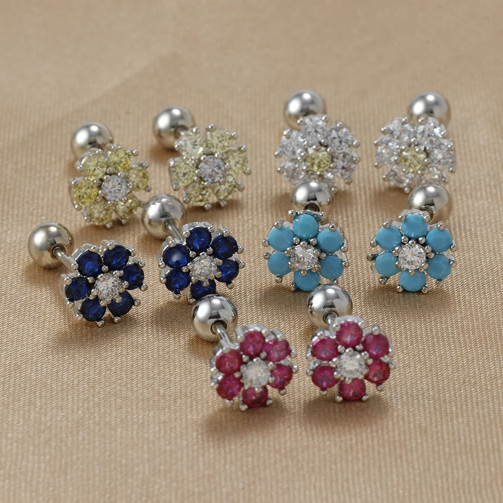 Retro Stainless Steel Multiple Flower Small Stud Earrings 2023 New Jewelry Wedding Party Earrings For Woman