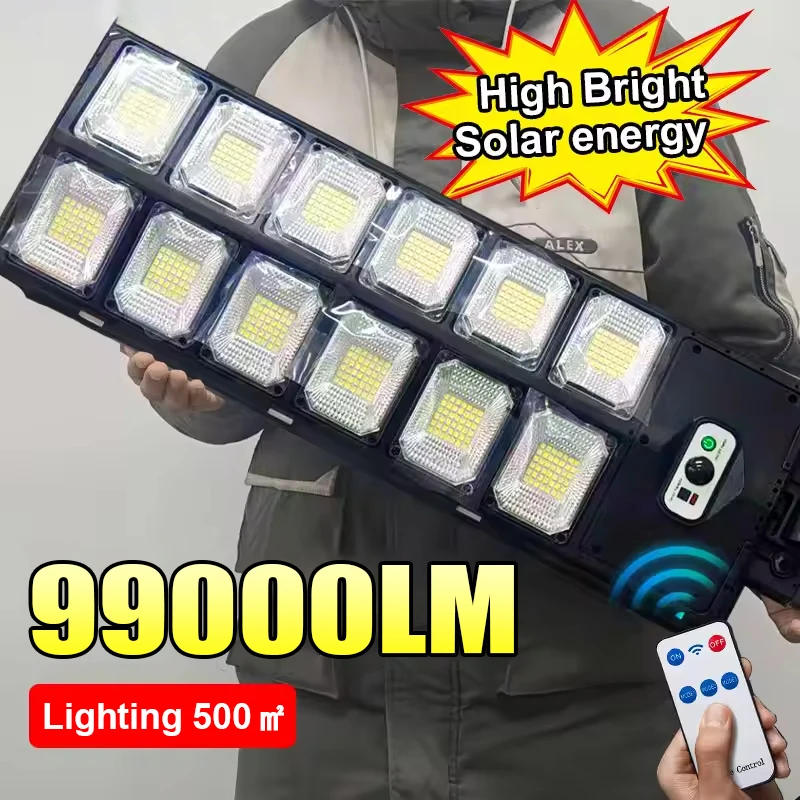 99000LM Super Brilhante 504 LED Refletor Solar Externo Luz Solar para Lâmpada de Rua Externa à Prova D'Água com Sensor de Movimento Sunlights