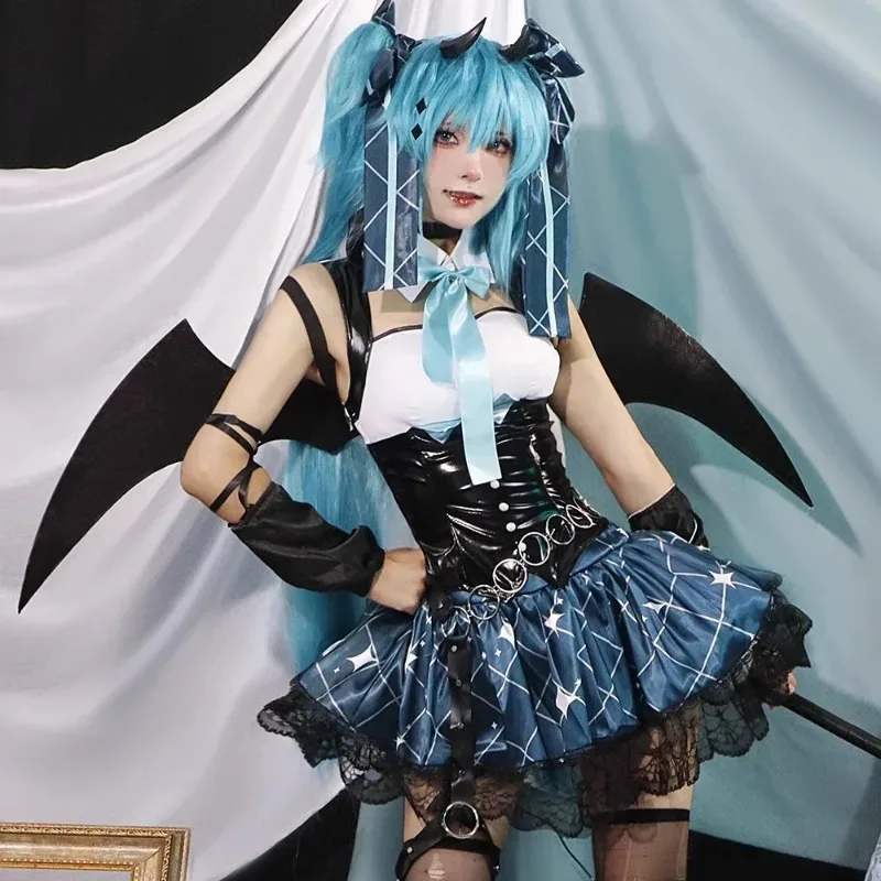 Costume da demone Miku Rascal Set completo Abiti cosplay Oggetti di scena Accessori Festa di festa Anime Carnevale Vestire Uniforme da piccolo diavolo