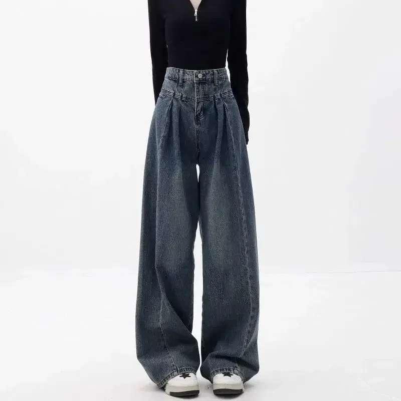 

Straight Leg Women Jeans Y2K Style Slim Fit Casual Trousers High Waist Loose Baggy Pants Retro Vintage Streetwear Fashion