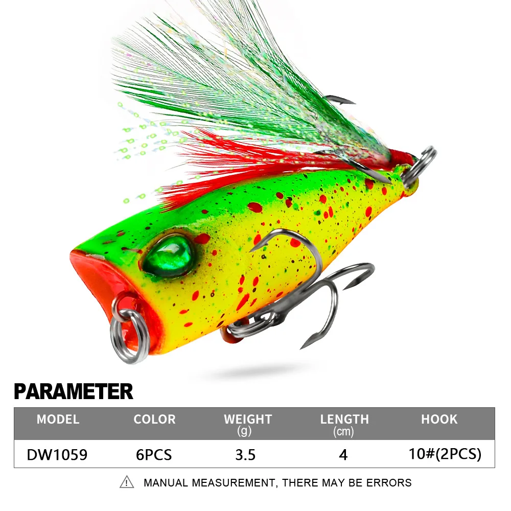 4,3cm 4g Mini Popper Angelköder Oberflächenköder Harter Kunstköder Künstliche Wobbler Plastik Pesca Angelzubehör mit 10 Stück # Federhaken – Detail 2