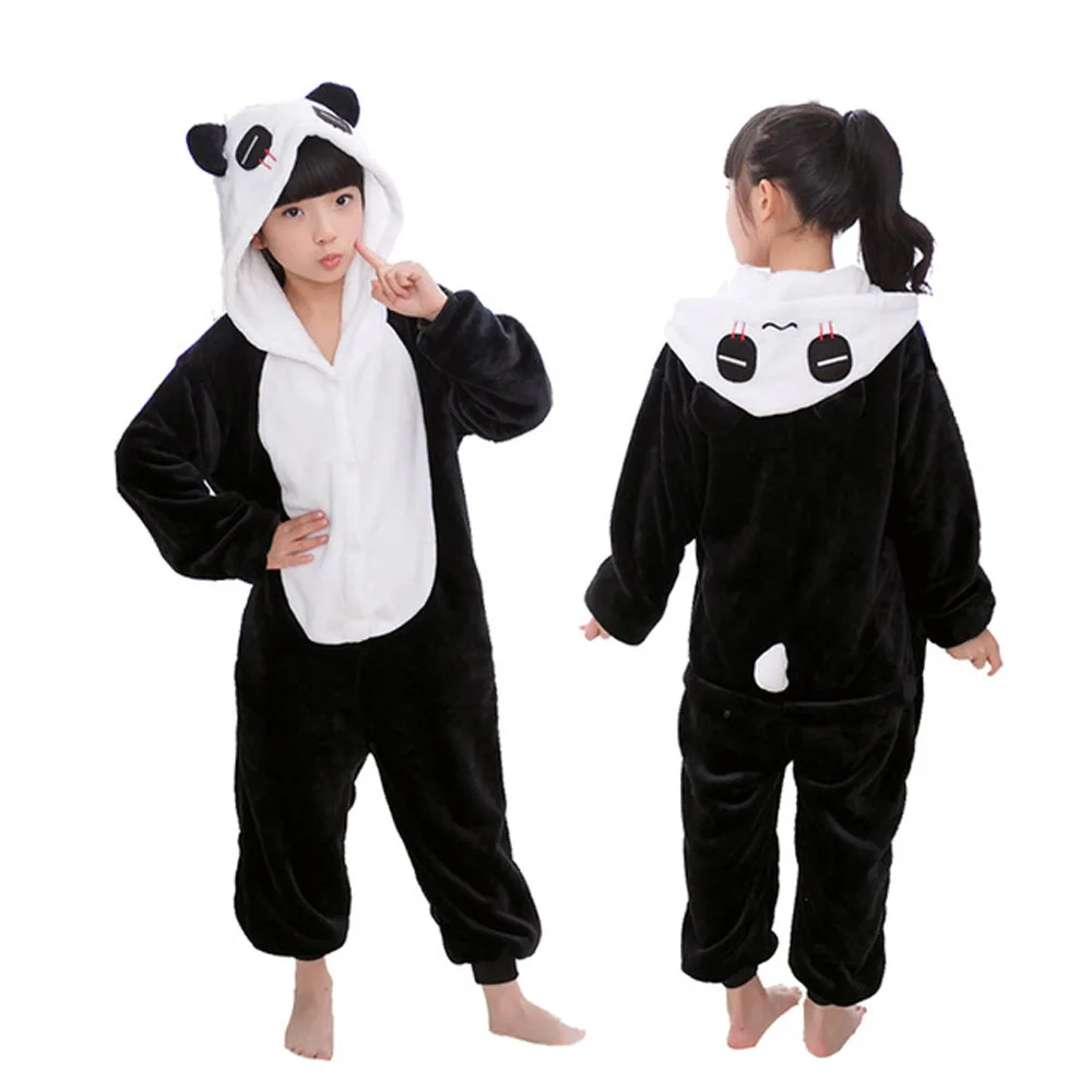 Unisex Boys Girls Pajamas for Winter Panda Kigurumi Jumpsuits Kids 3 4 5 6 7 8 9 10 11 12 Years Flannel Warm Children Loungewear