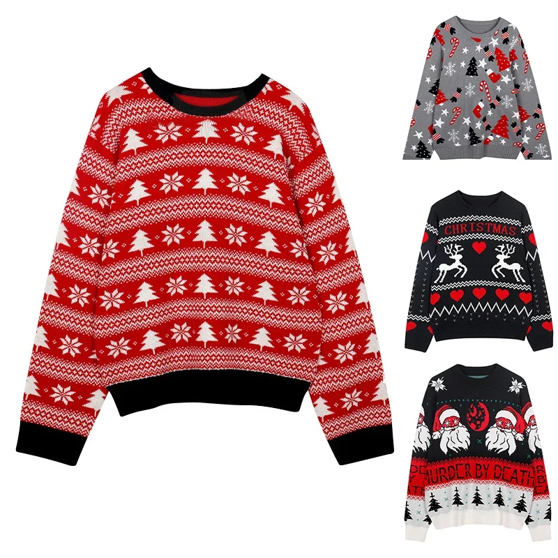 

Ugly Christmas Sweater Women Knitted Sweater Xmas Pullover Tops Casual Long Sleeve Knitwear Winter Jumpers Women Clothes