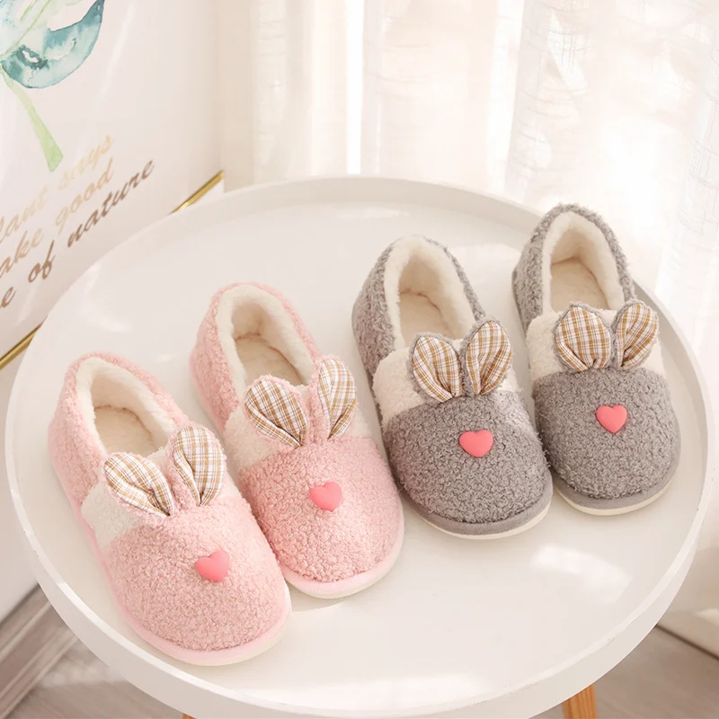 free size simulation animal rabbit plush full package indoor plush slippers kawaii long ears home office must have winter image 4