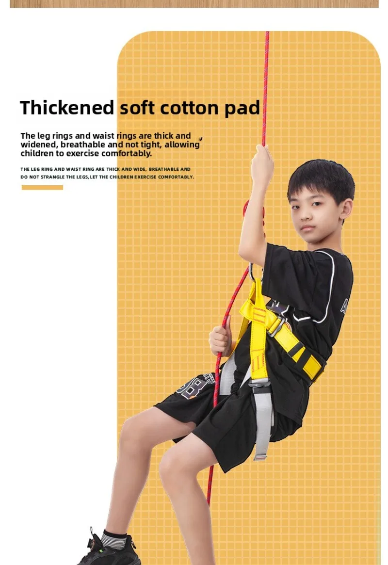 Dziecięca uprząż outdoorowa sportowa do wspinaczki skałkowej, ochraniacz na pół ciała, sprzęt ochronny, wsparcie lędźwiowe, narzędzia górskie do przetrwania w powietrzu.