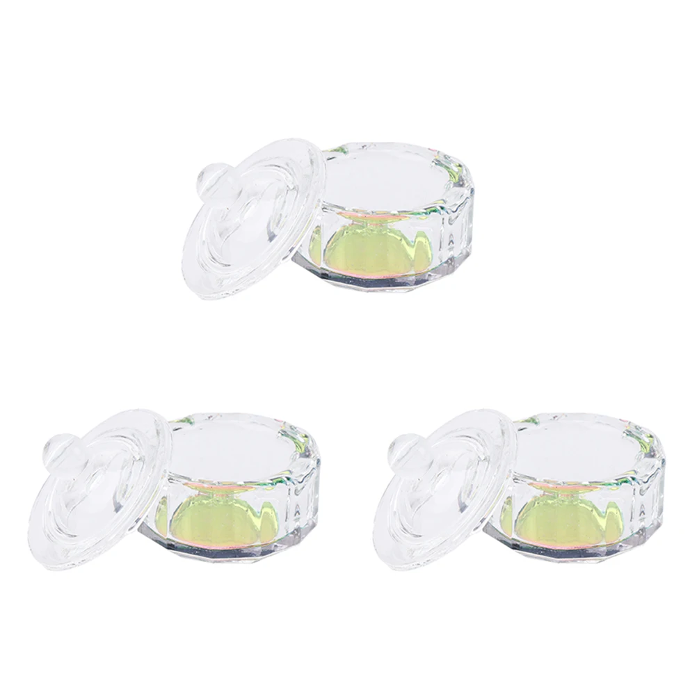 

3Pcs Glass Nail Art Cup Manicure Powder Bowl Stylish Design Easy to Clean Durable Practical Nail Art Cup Manicure Powder Bowl