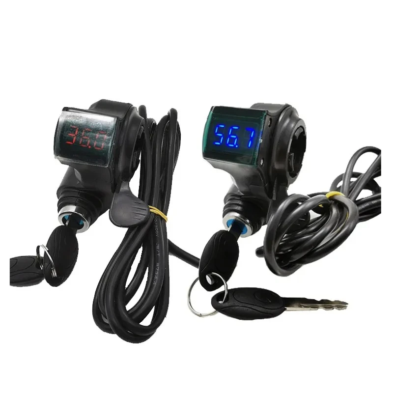 for Red Blue Screen Thumb Throttle with Lock 0-99V Universal Finger Accelerator 2m Cable for 22mm Handlebar