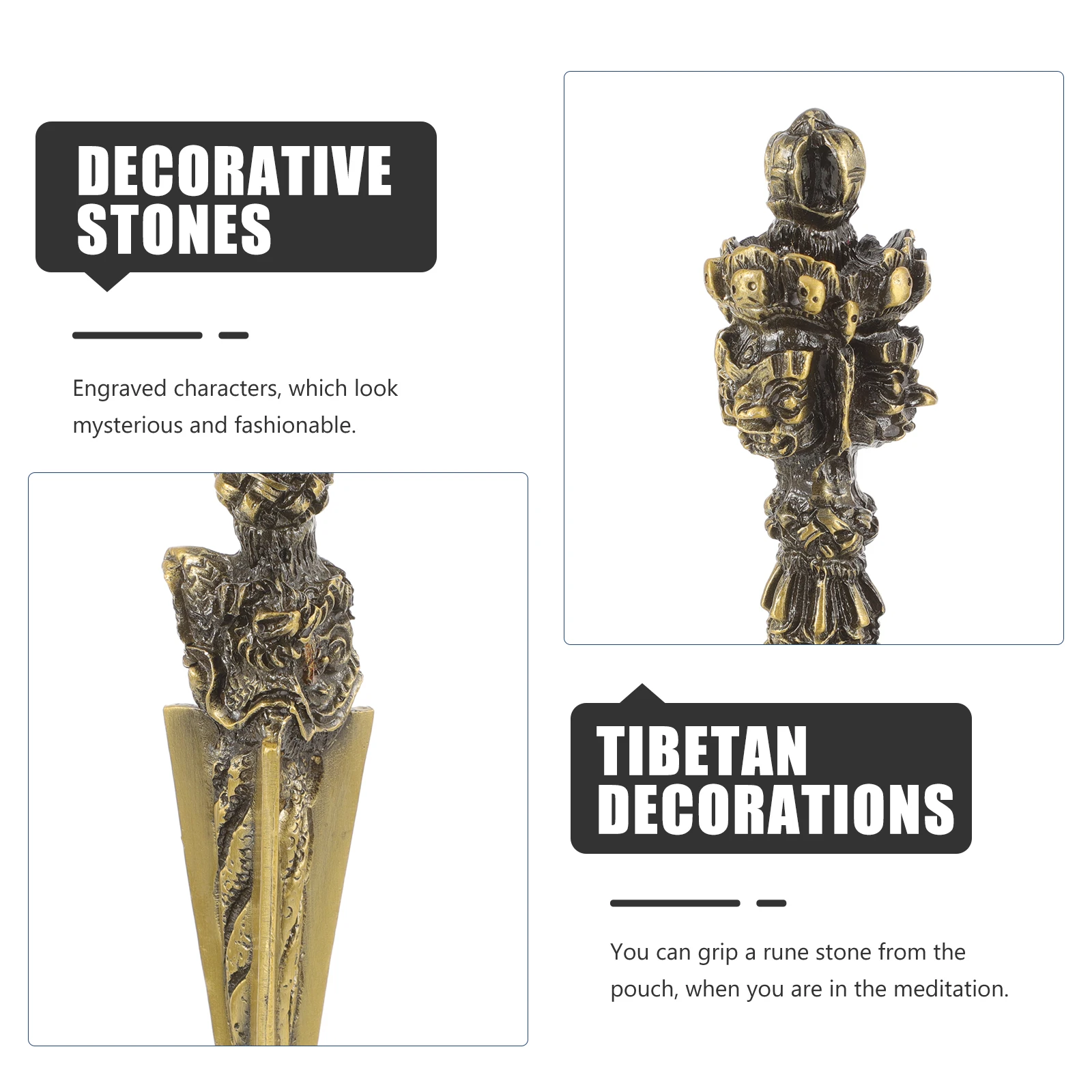 

Vajra Pestle Decor 17cm Alloy Tibetan Home Ornament Office Bedroom Temple Decorative Stones