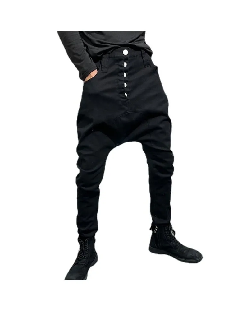 Ciemne awangardowe spodnie Techwear Style Black Fashion Fit Casual Stretch Personality Baggy Pants dla mężczyzn — zdjęcie 2