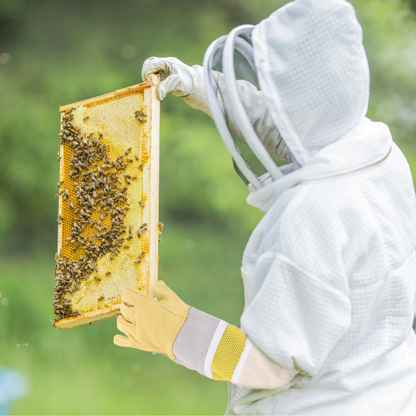 

1Pair Beekeeping Gloves Protective Sleeves Long Wear-Resistant Proof Safety Gloves Outdoor Beekeeper Accessory Professional