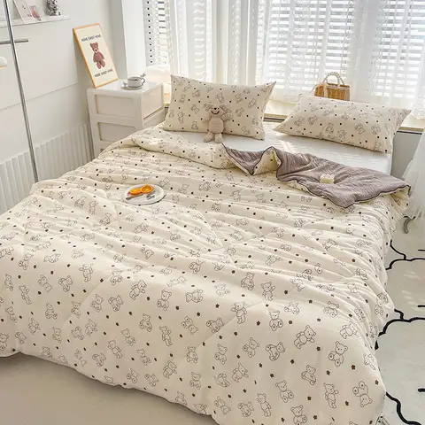 200*230cm 현대 미니멀리스트 클래스 봄 따뜻한 컴포트 퀼트 기계 빨 콩 코튼 코어 담요 적합한 침실