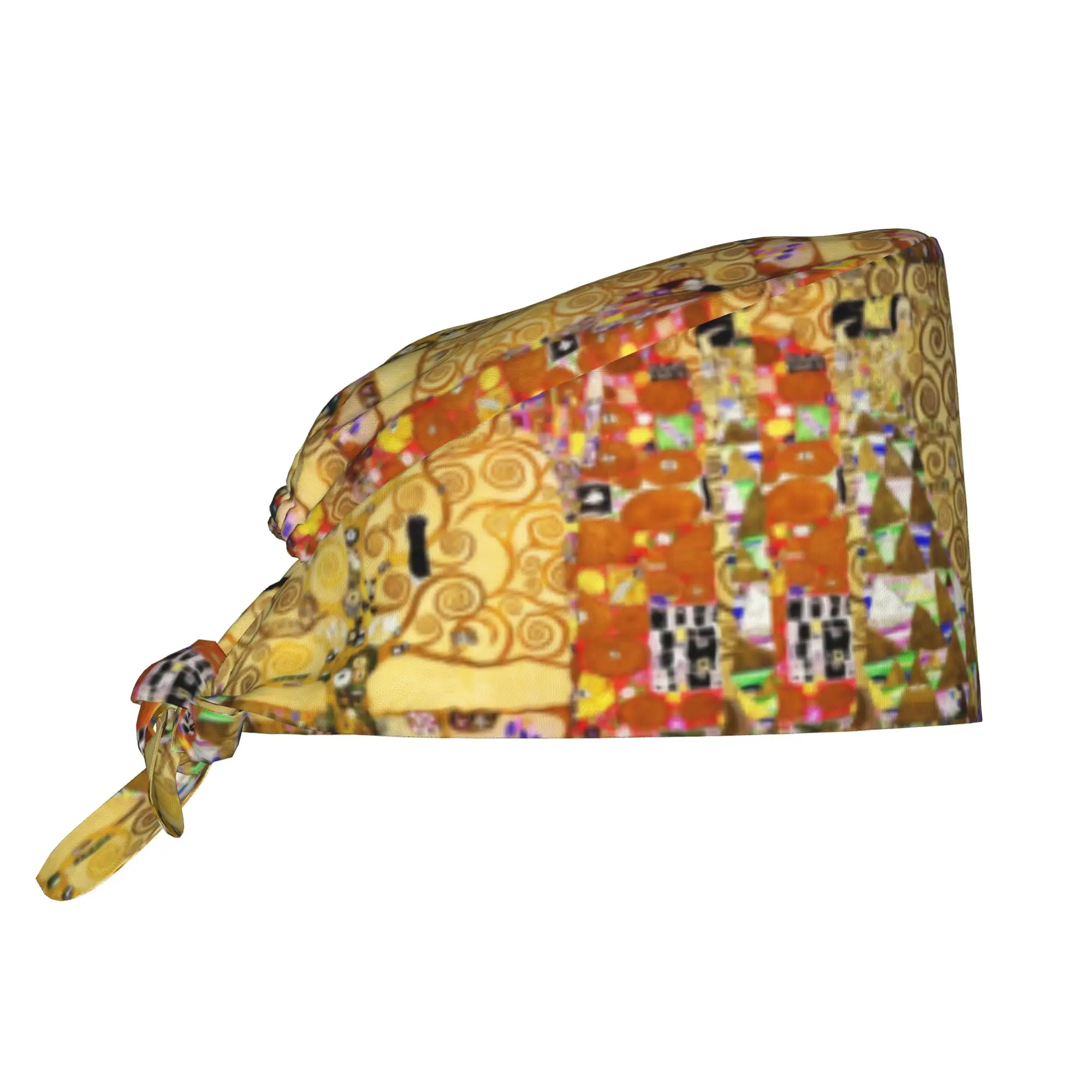 Custom Tree of Life Stoclet Frieze Scrubs Cap Surgical Hats Women Men Gustav Klimt Operating Room Cap Nursing Cap Lab Works Hat