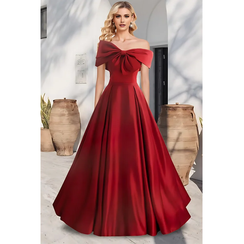 

Women's Satin High-end Dresses A-Line Cold Shoulder Backless Floor-length Gowns for Party Prom Cocktail Party Birthday Party
