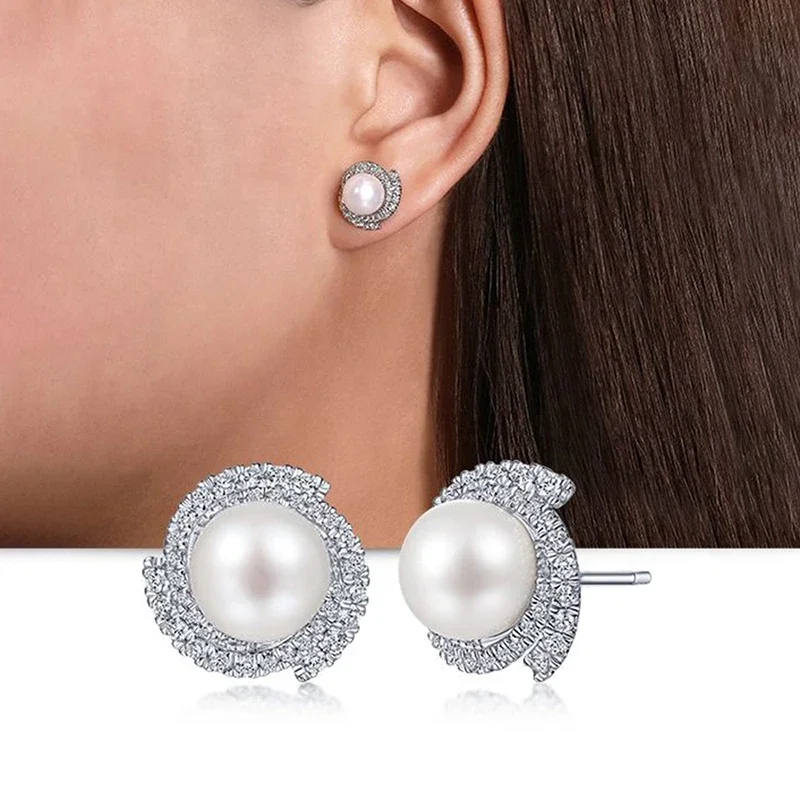 أقراط Huitan الأنيقة مع اللؤلؤ المقلد، إكسسوارات ثقب لطيفة ورشيقة للنساء، مجوهرات الزفاف العصرية #2