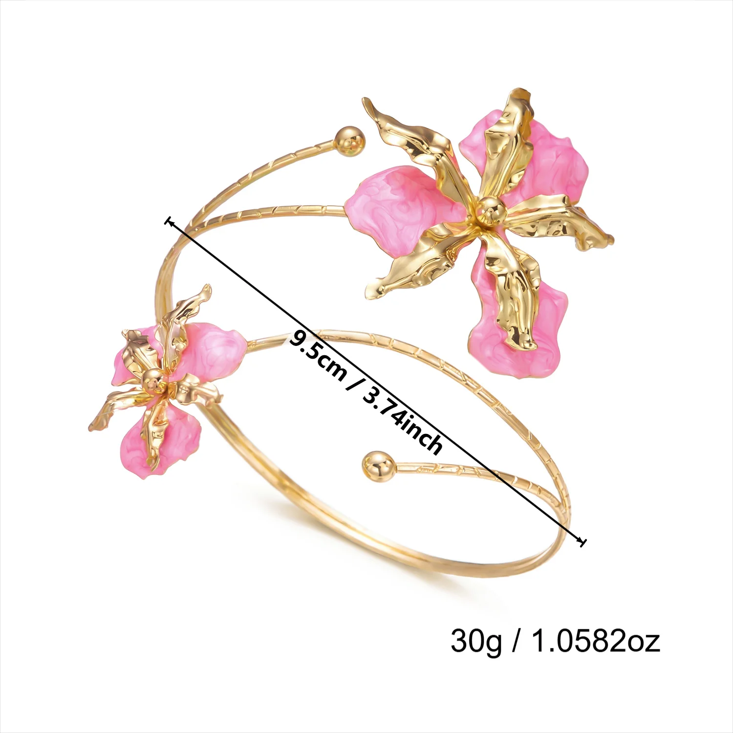 Elegantes, sexy florales Armreif-Design für Damen – Vintage-Emaille-Blumen-Oberarmreif für Party, Urlaub und als Schmuckgeschenk – Detail 5