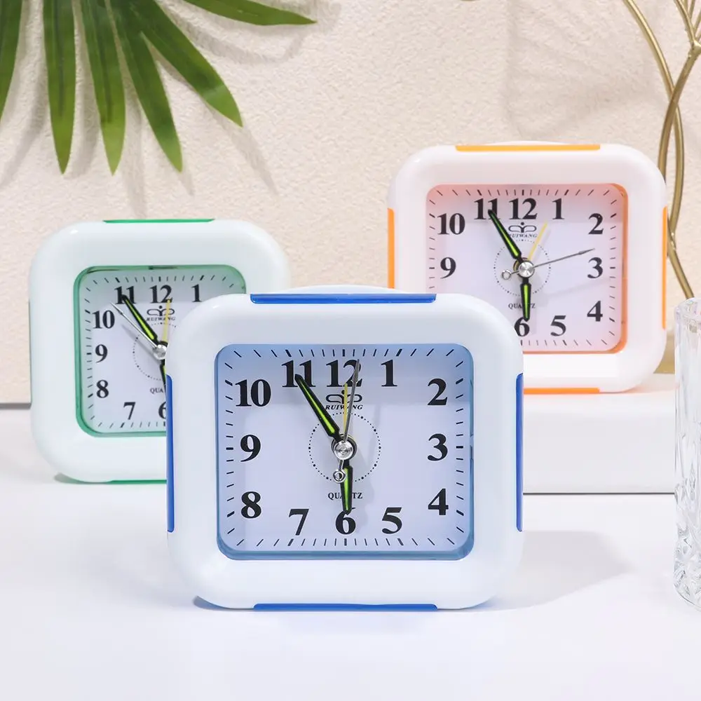 Quartz Alarm Clock With Night Light No Tick Snooze Silent Small Bedside Clocks