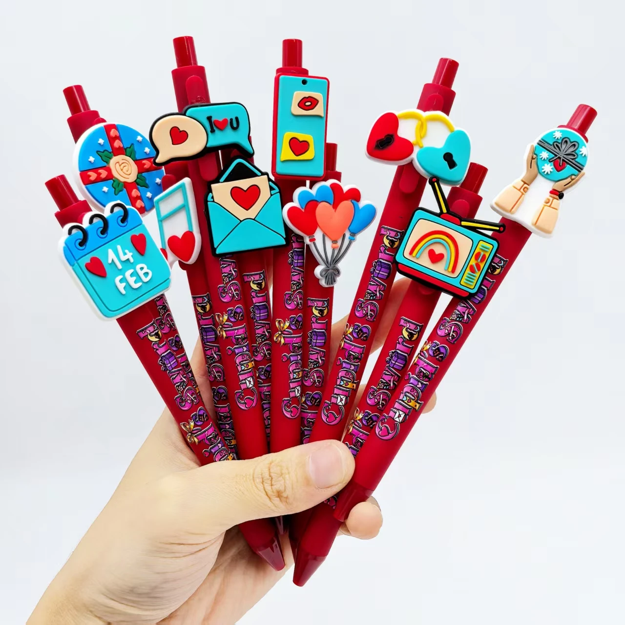 5 Stück/10 Stück/12 Stück/18 Stück Valentinstag-Kugelschreiber Rote Serie Valentinstag-Austauschgeschenke Kugelschreiber Festival-Geschenke