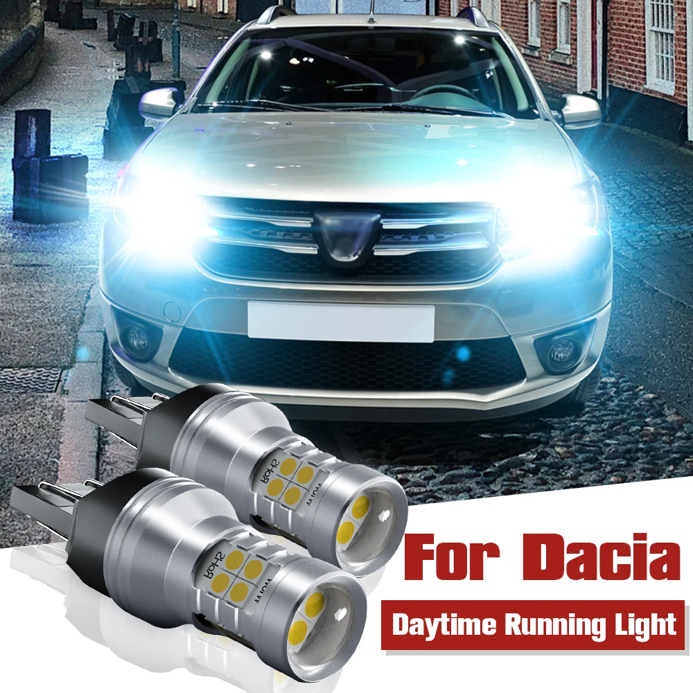 

2pcs LED Daytime Running Light Bulb DRL Lamp W21/5W 7443 T20 Canbus Error Free For Dacia Duster Logan Sandero 2 2012-2017