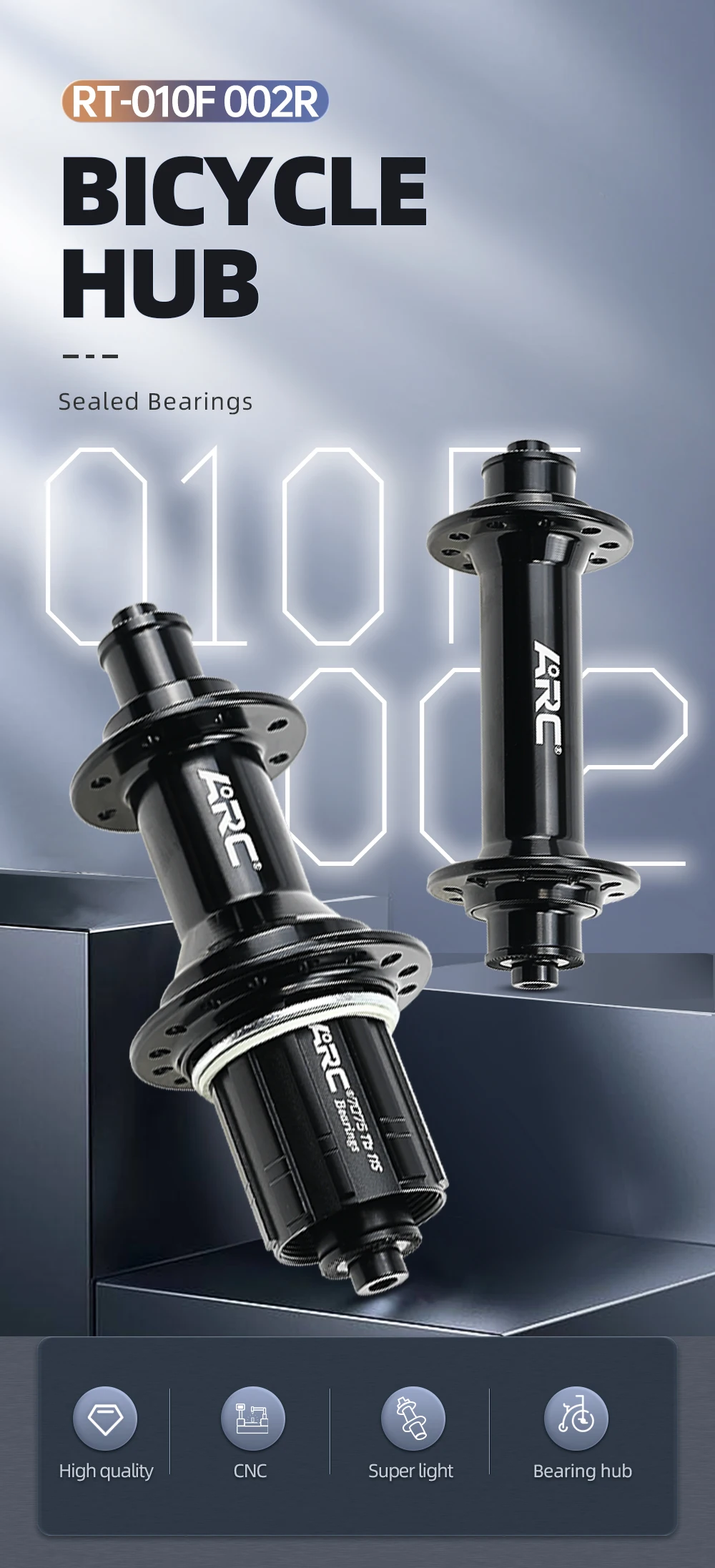 ARC Ultraleichte Rennradnabe 100mm 135mm Gedichtete Lagernabe 1:1 2:1 Struktur Vorne 20 Loch Hinten 24 Loch Fahrradnabe 8 9 10 11 Gang – Detail 3