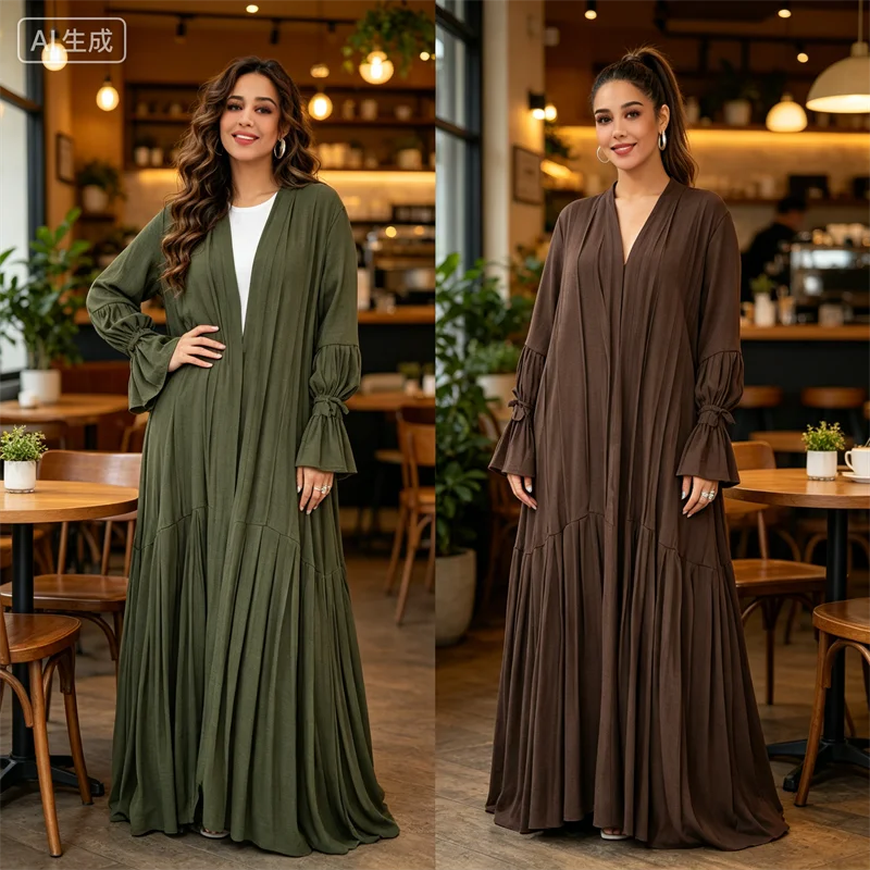 

Dubai Middle East Headscarf Cardigan Dubai Abaya Women Muslim Hijab Dress Turkey Kaftan Eid Kebaya Caftan Femme Robe Kimono Gown