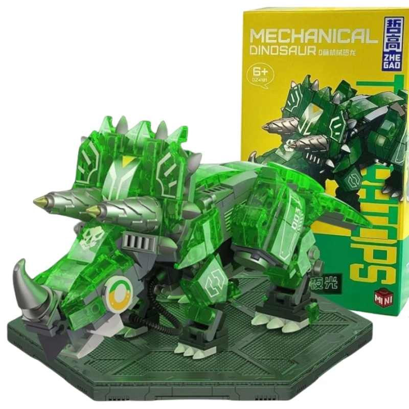 

Mechanical Luminous Dinosaur Building Block Tyrannosaurus Rex Triceratops Ocean Octopus Shark Model Bricks kids Puzzle Toys Gift