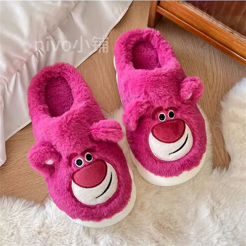 

Cotton slippers women Lotso Huggin Bear winter couple shoes home anti slip plush thick soled warm shoes woolen slippers