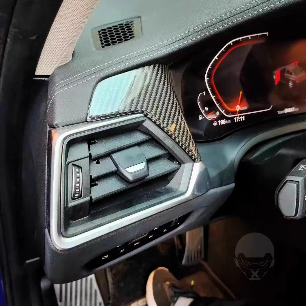 Крышка воздуховыпускного отверстия приборной панели, накладка, автомобильные аксессуары для BMW G80 G81 M3 G82 M4 3 4 серии G20 G22 2021-2023, углеродное волокно Крышка воздуховыпускного отверстия приборной панели, накладка, автомобильные аксессуары для BMW G80 G81 M3 G82 M4 3 4 серии G20 G22 2021-2023, углеродное волокно