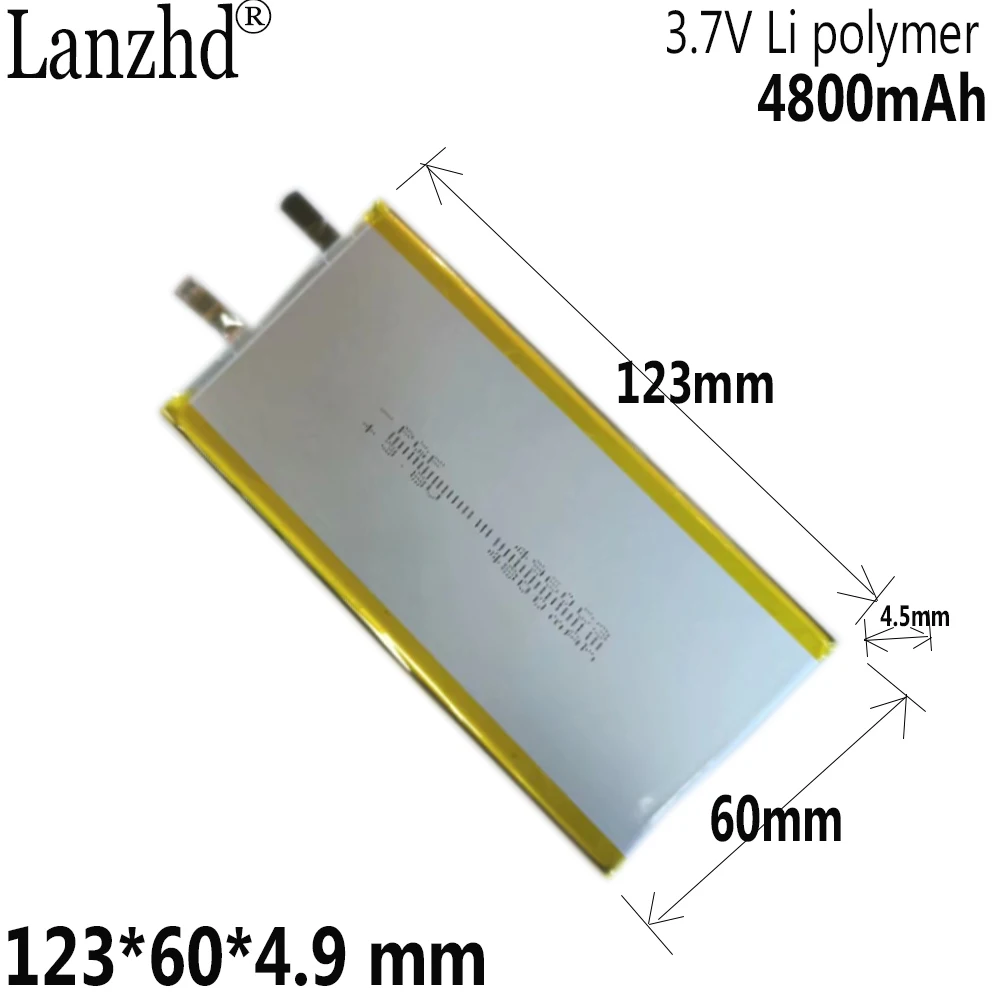 1-10pcs 3.7V Li-polymer 4800mAh Li po Battery 4960123 Battery Replacement Batteries For Tablet DVD 123*60*4.5mm