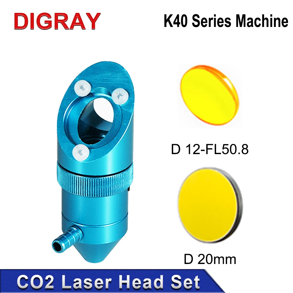 DIGRAY CO2 Laser Head for K40 Series Laser Engraving Cutting Machine Lens Dia：12mm & 16mm &18mm FL: 25.4mm & 50.8mm Mirror 20mm