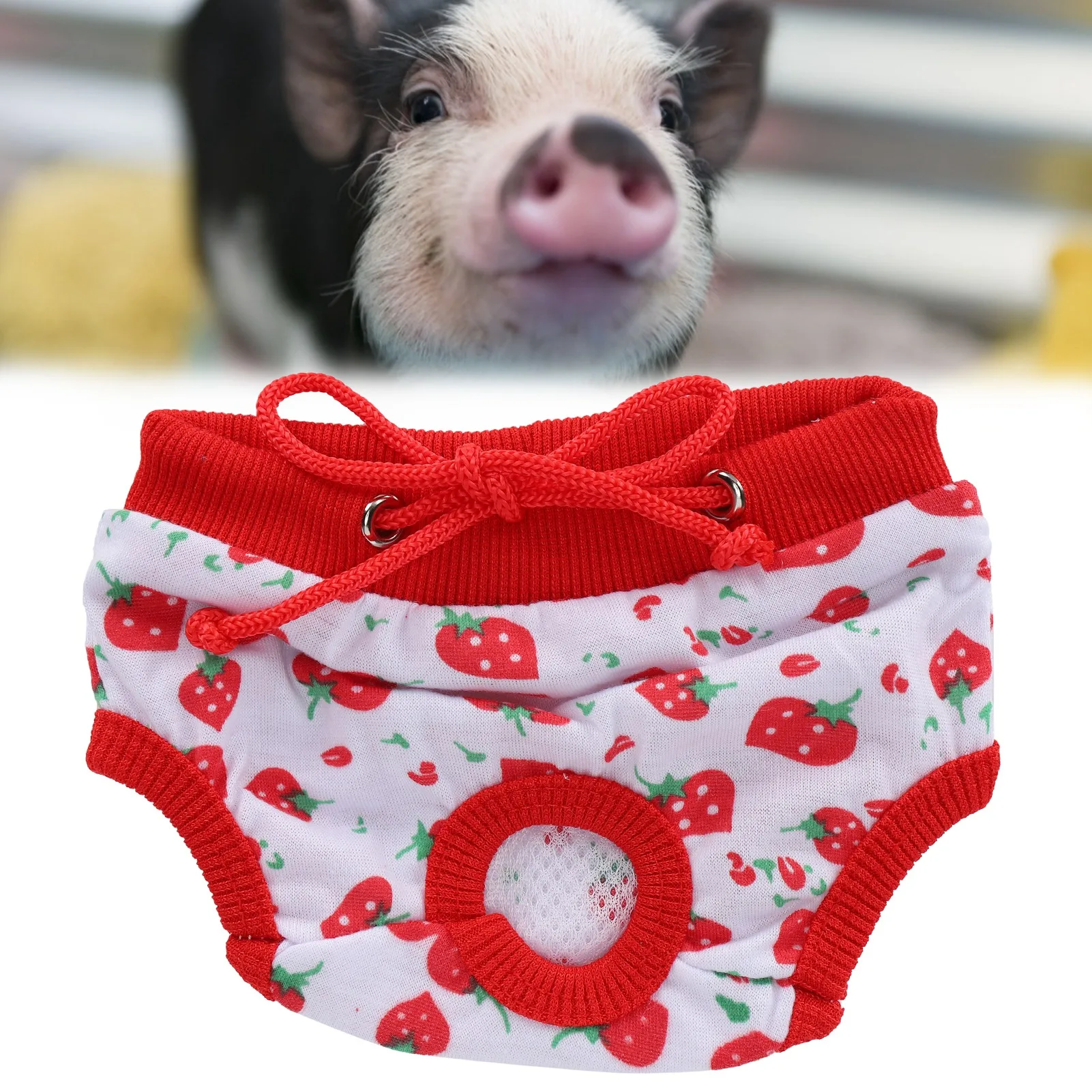 Pet Pigs Physiological Pants Strawberry Pattern Pigs Sanitary Underwear Reusable Diapers