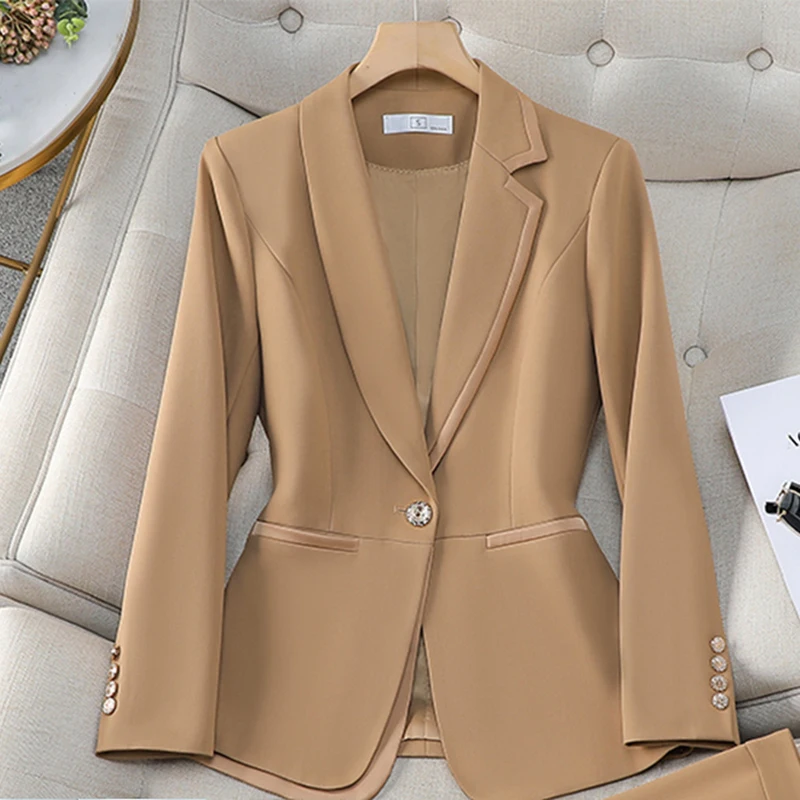 ZJYT Korean Fashion Office Blazers for Women Spring Long Sleeve Plus Size Jacket Coat Office Lady Veste Femme Blazer Suits Blue