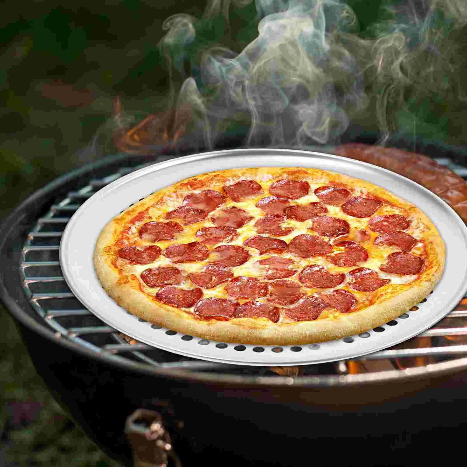 Pans Hole Pizza Plate Nonstick Roasting Net Baking Tools Alloypizza Silver Oven Tray