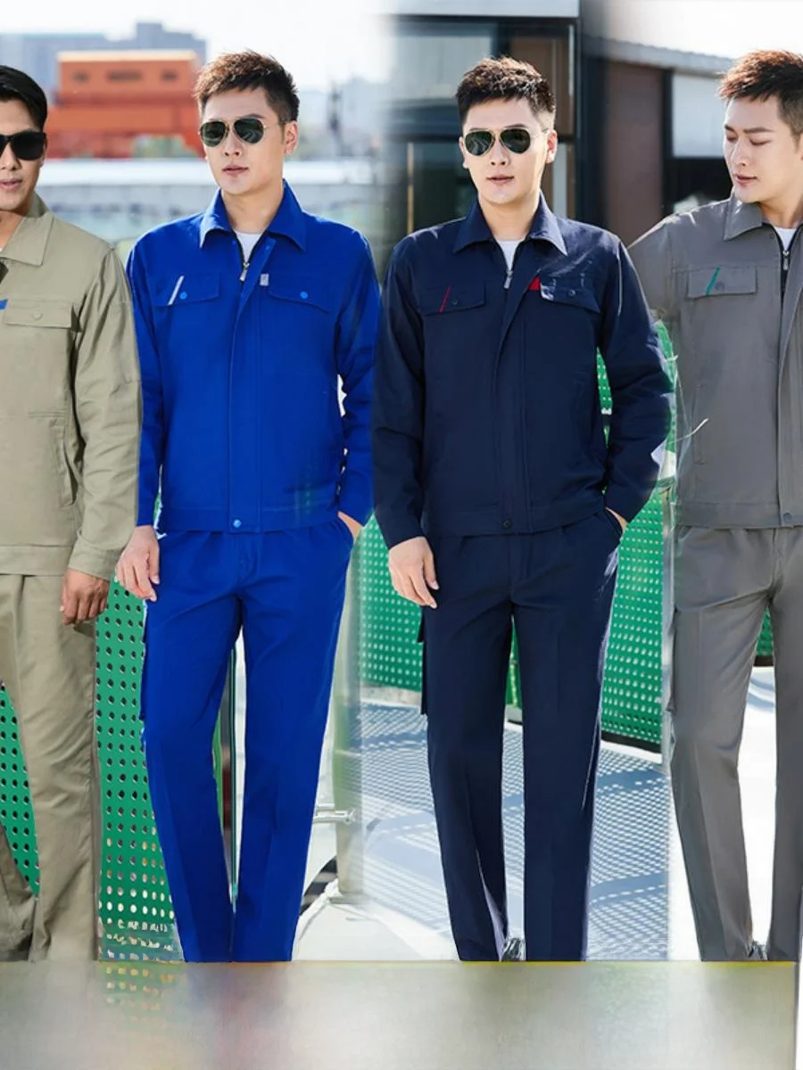 

Мужской рабочий костюм из хлопка для промышленных работ, для шахтеров, весна-осень, комплект из чистого хлопка, дышащий, влагоотводящий