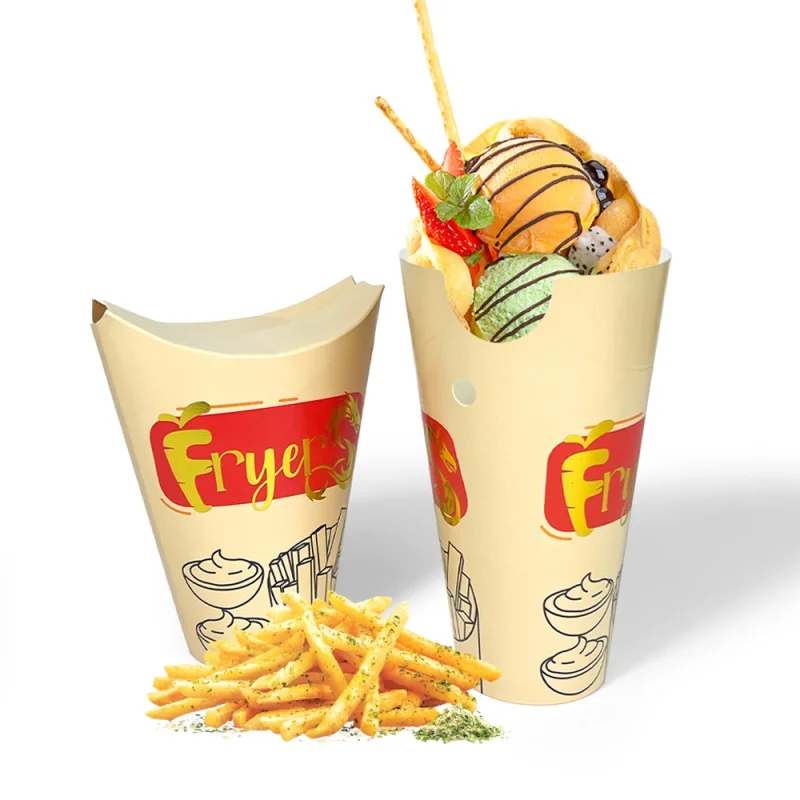 Descartável Take Away Paper Container, French Fries Cup, Snack Box, produto personalizado