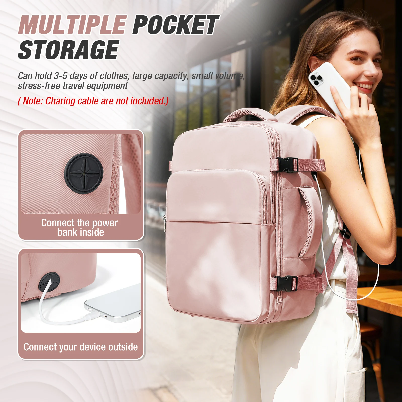 حقيبة ظهر للسفر على شكل طائرة مقاس 40 × 30 × 20، حقيبة ظهر بمقصورة Wizzair مقاس 40 × 30 × 20 حقائب كمبيوتر محمول للرجال والنساء مقاس 15.6 بوصة #1