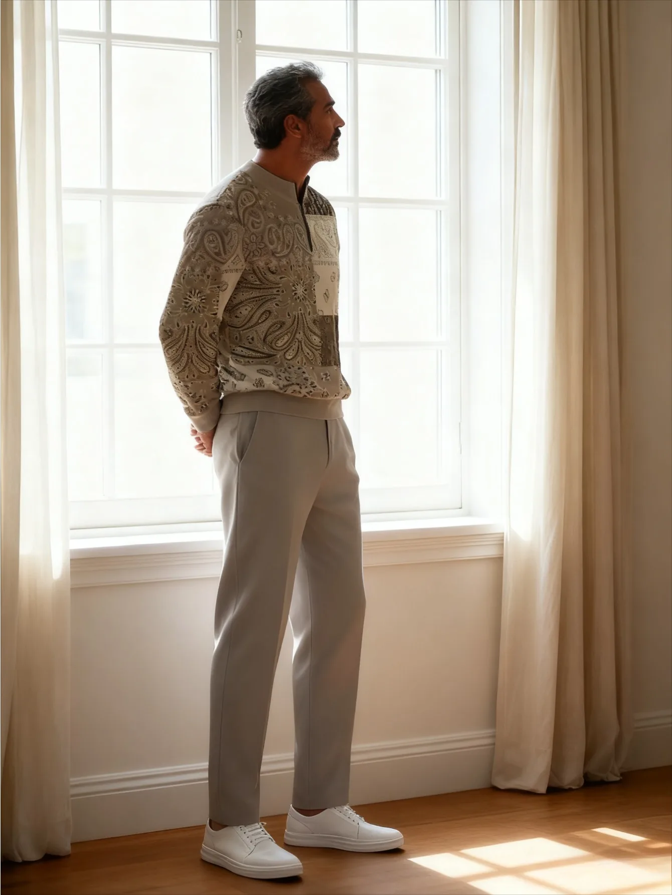 2-częściowy zestaw, europejski i amerykański modny męski komplet sportowy: bluzka z długim rękawem i długie spodnie