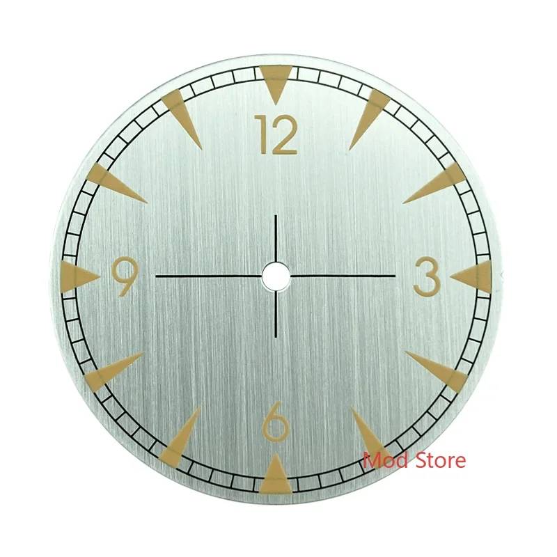

HQ 33.2mm Silver Blue Sterile Watch Dial No Date Brushed Rail Style Fit NH35/36 Mov't Super Green Luminous Markers