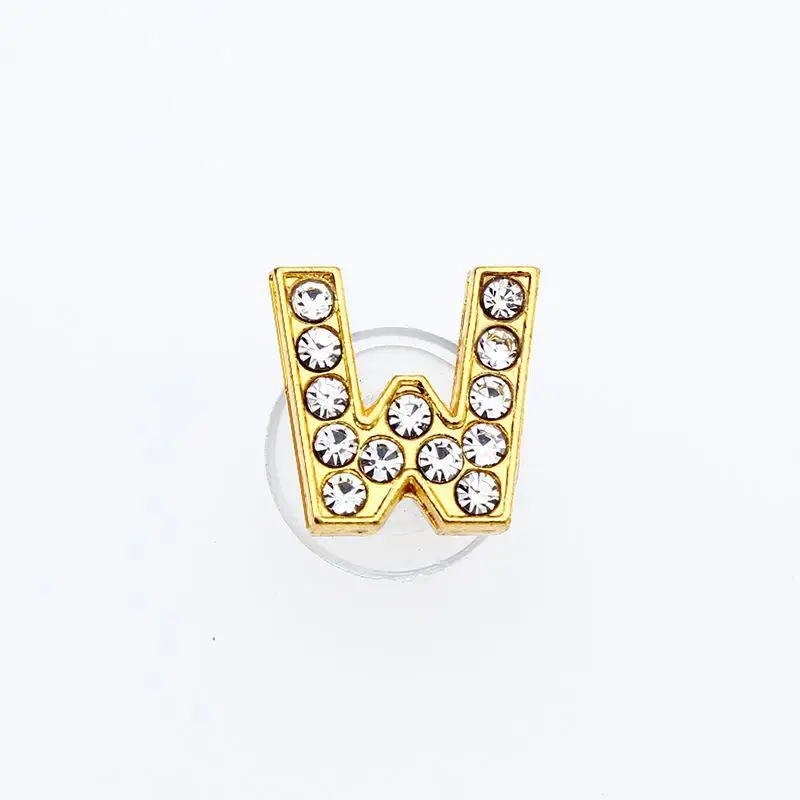 Gouden Letters Kristal Diamant Legering Bedels Accessoires Mode Zachte PVC Schoenen Gesp Kids Decoratie Ontwerp Groothandel 1 Stuks