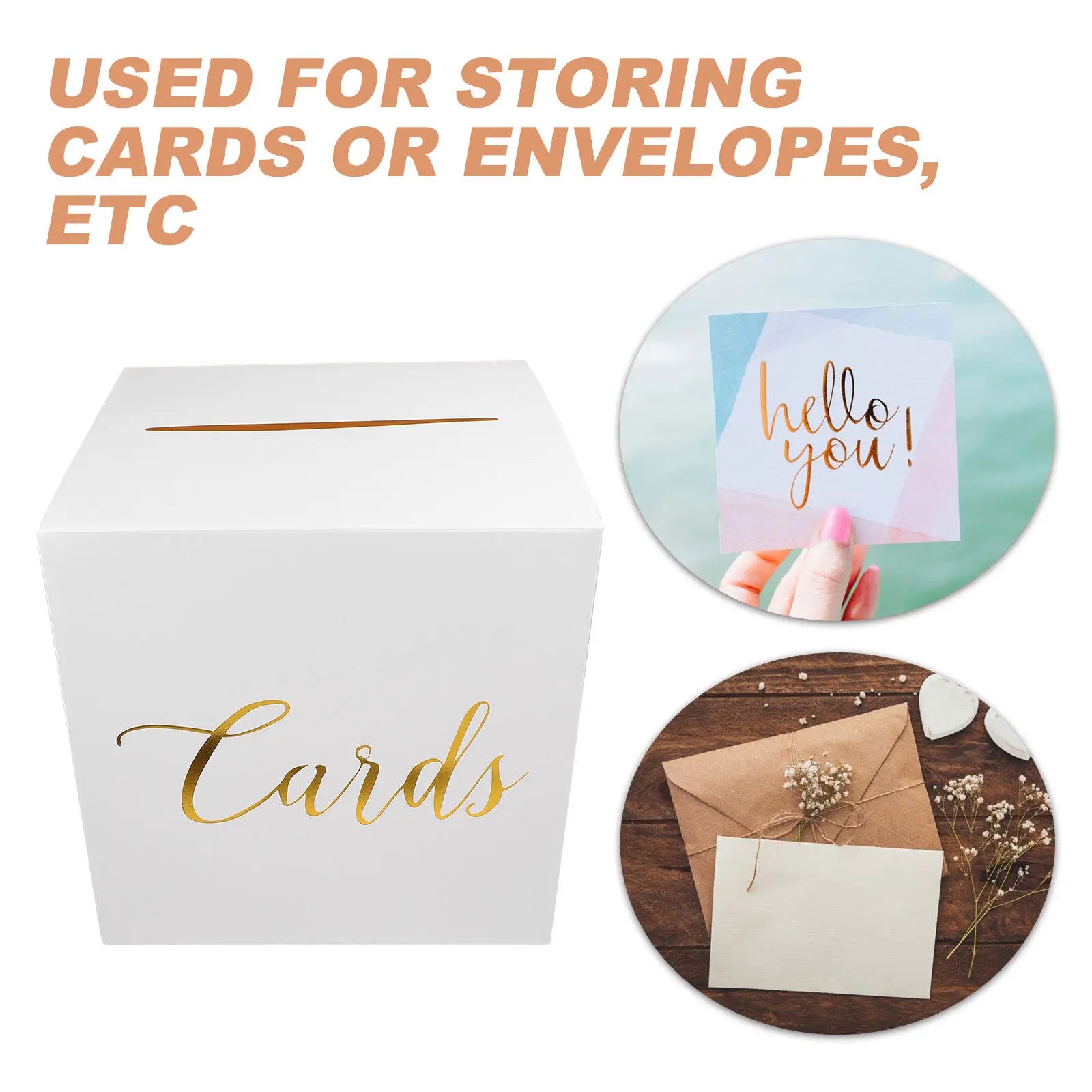 1Set Wedding Card Box Reusable Paper Money Gift Box for Wedding Ceremony Cards Envelopes Thank You Notes Graduation Shower view 5