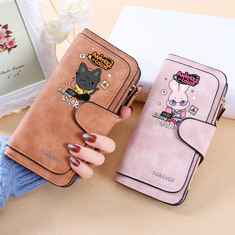 Portefeuille long haut de gamme ATEEZ pour femme, porte-cartes K-pop pour groupes masculins, sac à monnaie féminin, portefeuilles multi-emplacements, porte-monnaie tendance, cadeau