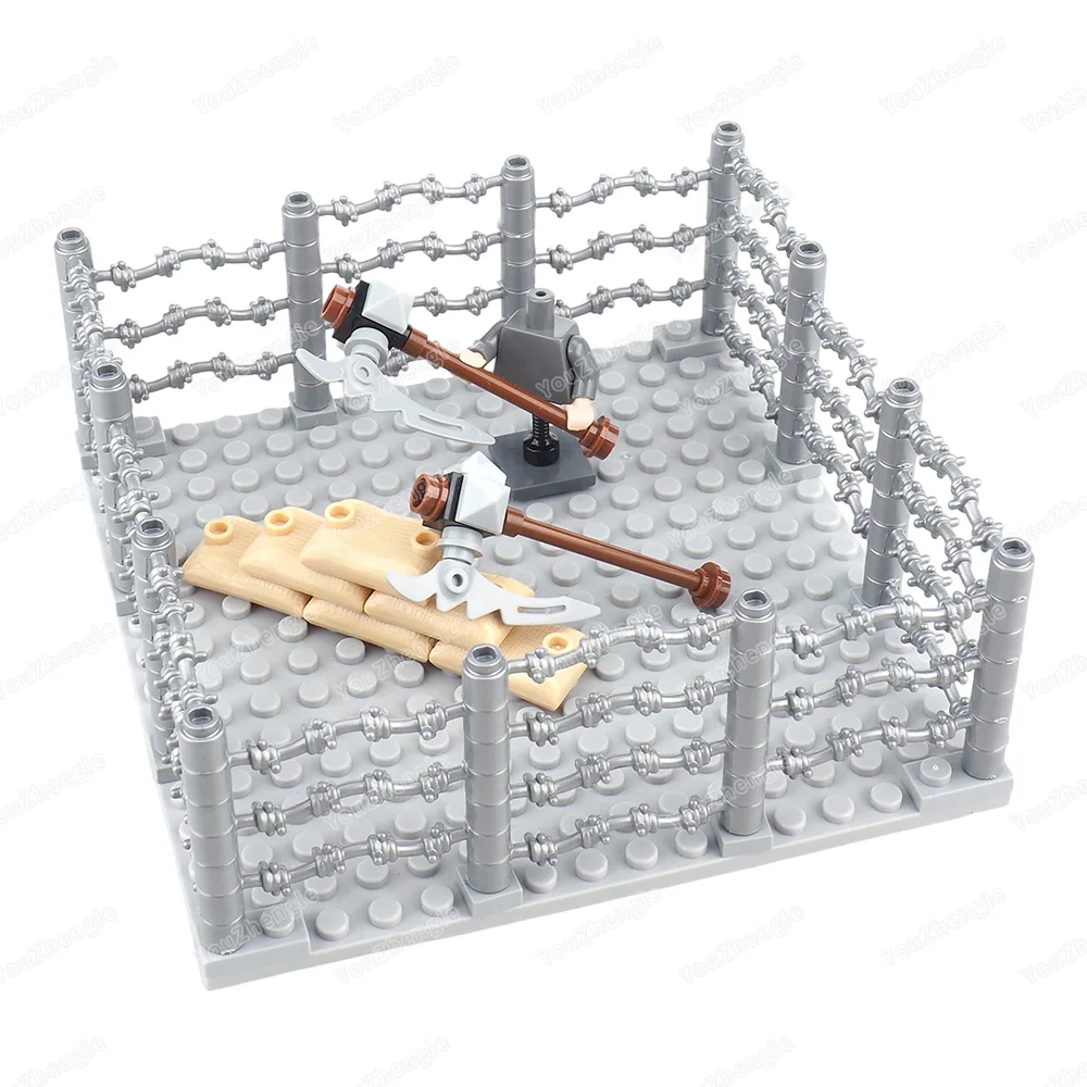 WW2 Detention Management Center Building Blocks Wire Fence MOC Figures Facilities Equipment Tools Set Scenes Models Gift Boy Toy