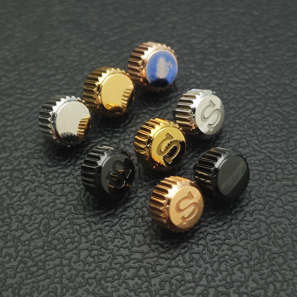 VK63 Watch Crown Fits VK63 VK64 Movement Accessories Watch Crown Engraved with the S Logo Watch case Replacement Parts
