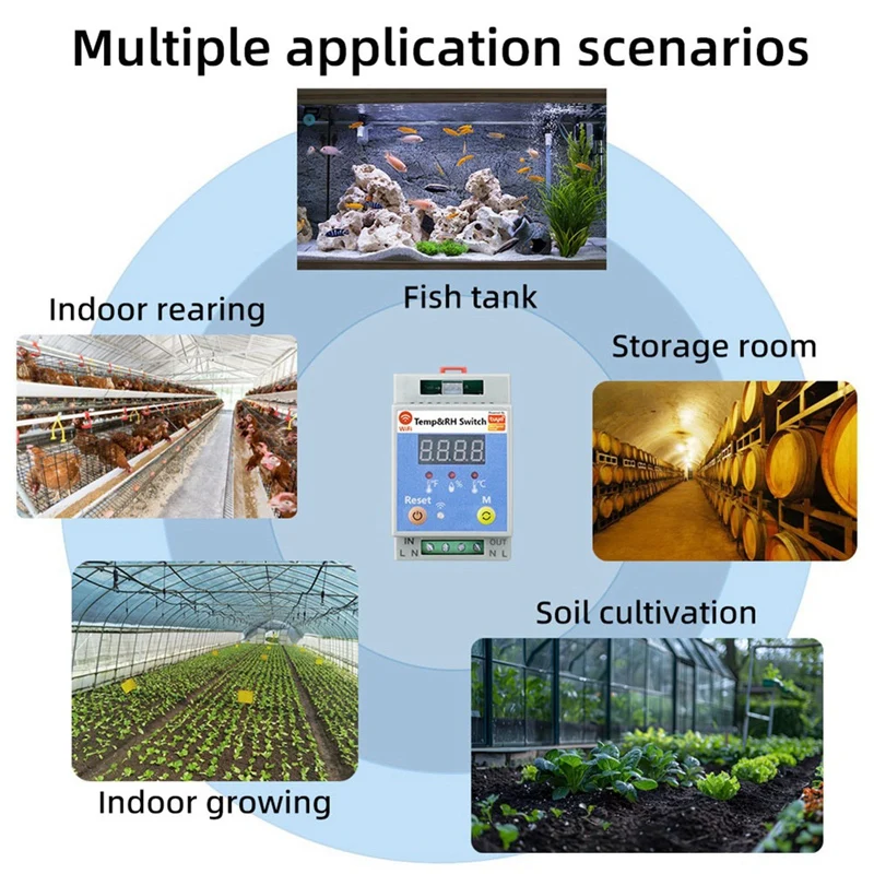 Tuya WIFI Circuit Breaker Smart Temperature Humidity Soil Control On-Off With Display Remote Monitoring Voice Alexa